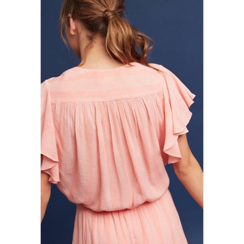 Maeve Pink Surplice Ruffle Sleeve Top - Picture 3 of 8